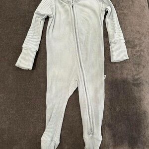 Little Sleepies Ribbed Light Blue Zippy